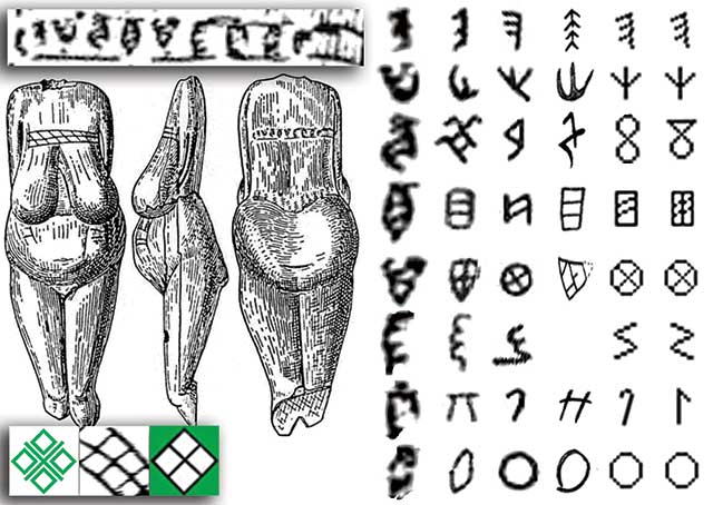 Символы и письмена на палеолитических скульптурах Макоши - student2.ru