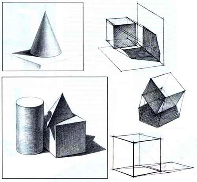 Способы перспективного изображения различных форм на основе куба - student2.ru