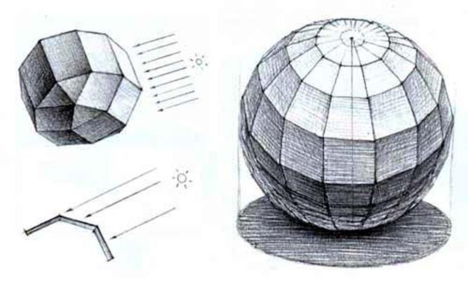 Способы перспективного изображения различных форм на основе куба - student2.ru