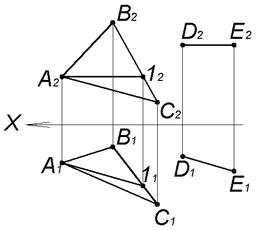 Видимость треугольников на горизонтальной плоскости проекций - student2.ru