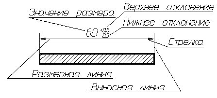 Размерную линию продолжают за выносные линии - student2.ru