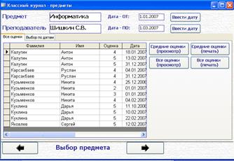 Создание отчетов о средних оценках - student2.ru