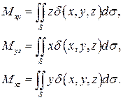 Двойной интеграл позволяет вычислить массу, координаты центра тяжести, статичные моменты первого и второго порядка плоской пластинки, начиненной веществом. - student2.ru