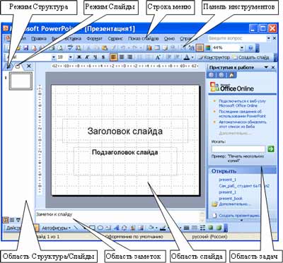 Окно приложения PowerPoint 2007 - student2.ru