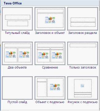 Ответ: Выбора макета слайда - student2.ru