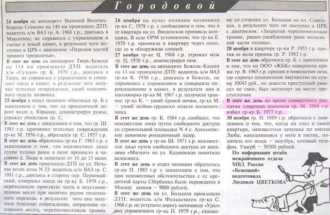 происходящего в Бежецком районе Тверской области в отношении алкоголизации населения и причин вымирания коренных жителей района - student2.ru