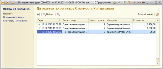 Проведение Приходной Накладной по двум регистрам - student2.ru