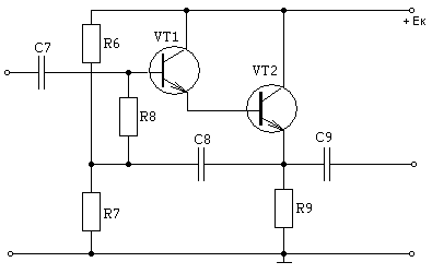 Расчет эмиттерного повторителя на транзисторах VT1-VT2 - student2.ru
