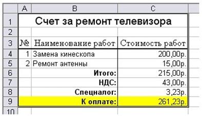 Самостоятельная работа. Упражнение:Посчитайте, используя ЭТ, хватит ли вам 130 рублей - student2.ru