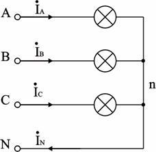 Симметричная нагрузка приемника при соединении звездой - student2.ru