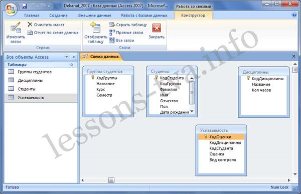 Установка логических связей в БД Access 2007 - student2.ru