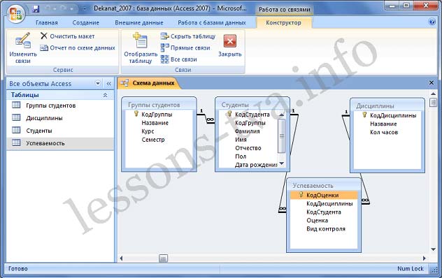 Установка логических связей в БД Access 2007 - student2.ru