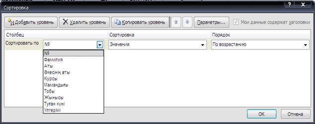 Зертханалық жұмыс. Жұмыстың тақырыбы: Microsoft Excel электрондық кестесінде мәліметтер қорын құру - student2.ru