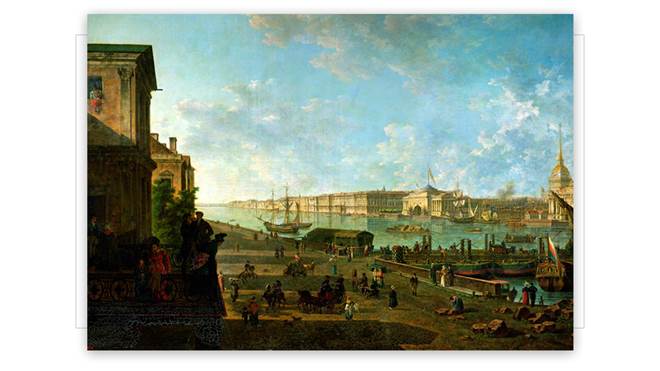 Вид на Биржу и здание Петропавловской крепости, 1810 г. - student2.ru