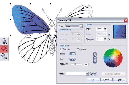 Интструментом Bezier Tool рисуем прожилки на крылышке, затем нашим любимым Shape Tool(F10) можно их подредактировать. - student2.ru