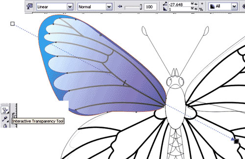 Интструментом Bezier Tool рисуем прожилки на крылышке, затем нашим любимым Shape Tool(F10) можно их подредактировать. - student2.ru