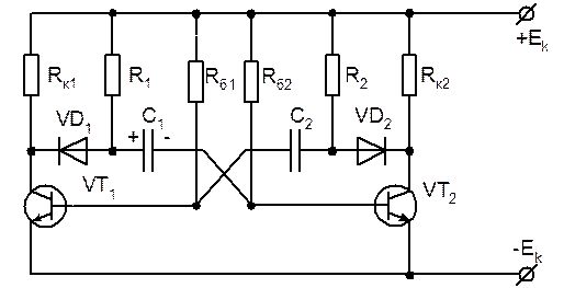 Регулировка частоты, термостабилизация и улучшение формы выходного напряжения мультивибратора - student2.ru