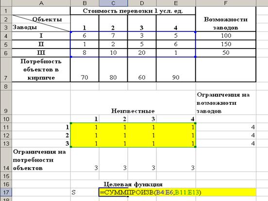 II этап: Решение задачи на ЭВМ средствами пакета Excel - student2.ru