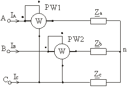Измерение активной мощности двумя ваттметрами - student2.ru