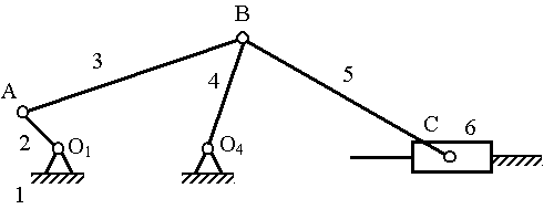 Какое из звеньев представленного механизма является кулисой? - student2.ru