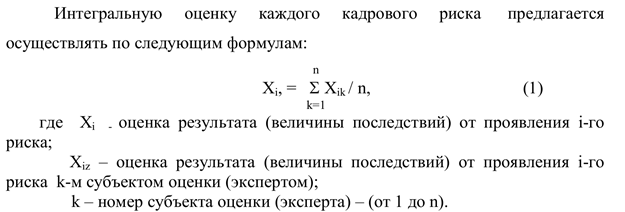 Методы оценки кадровых рисков. - student2.ru