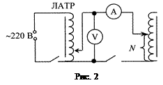 Описание экспериментальной установки. Установка (рис. 2) содержит лабораторный автотрансфор­матор ЛАТР, питающий переменным током замкнутый соленоид - student2.ru