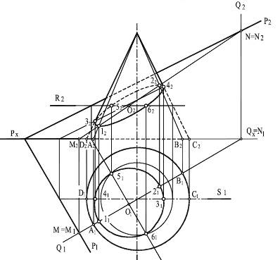 Построение проекций фигуры сечения - student2.ru
