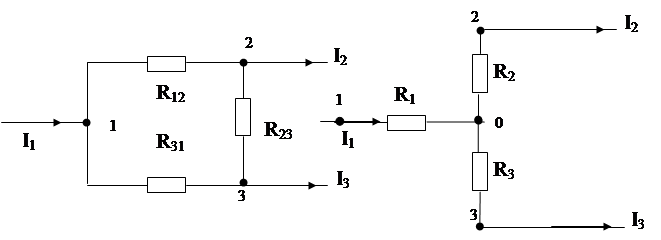 Преобразование треугольника сопротивлений в звезду и обратно - student2.ru