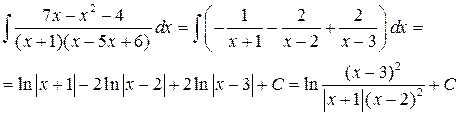 Пример 1. Подынтигральная функция представляет собой ра­циональную дробь - student2.ru