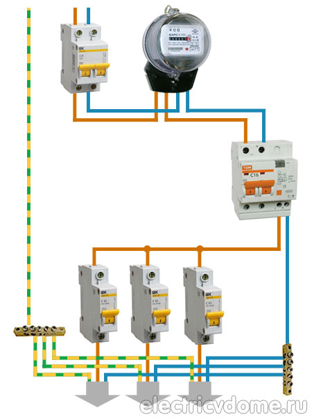 Схема подключения дифференциального автомата - student2.ru
