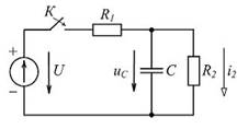Тема: Переходные процессы в цепях с двумя накопителями энергии. В изображенной цепи с параметрами после замыкания ключа начальное значение напряжения - student2.ru