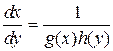 Уравнения с разделяющимися переменными. где h(y) отлична от нуля всюду на области В, g(x) - определена и непрерывна в В называется - student2.ru