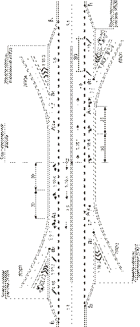 Дорожная разметка в зоне разветвления и слияния потоков на левоповоротных соединительных ответвлениях - student2.ru
