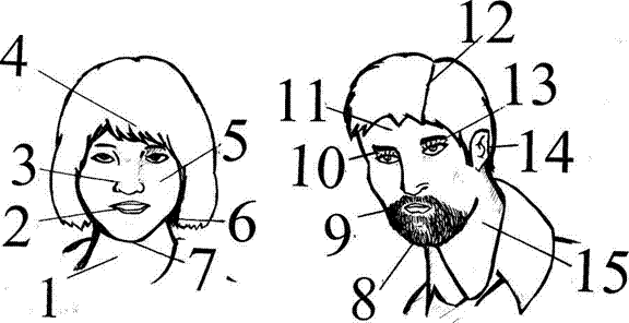 Match the parts of the face to the correct number. Choose from the words below. - student2.ru