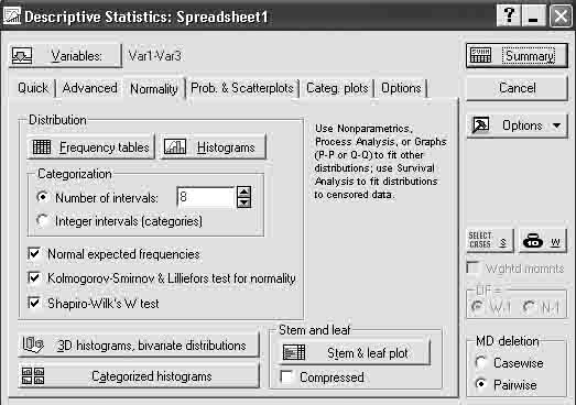 Первичный анализ статистических данных. В меню выберите Statistics и запустите модуль Basic Statistics/Tables (Основные статистики/таблицы) - student2.ru