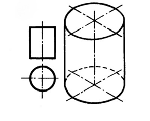 Изображение на чертеже цилиндра. Линии каркаса, очерк, точки и линии на поверхности цилиндра - student2.ru