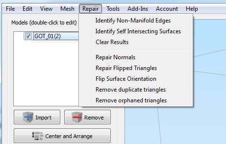 Меню «Repair» (исправление моделей) - student2.ru