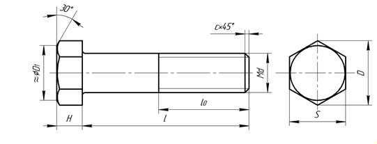 Последовательности вычерчивания болта и болтовых соединений. - student2.ru