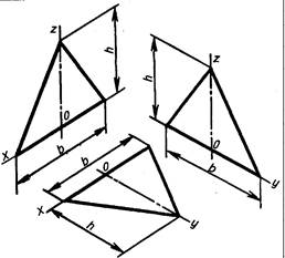 Построение аксонометрических проекций предметов призматической и пирамидальной формы - student2.ru