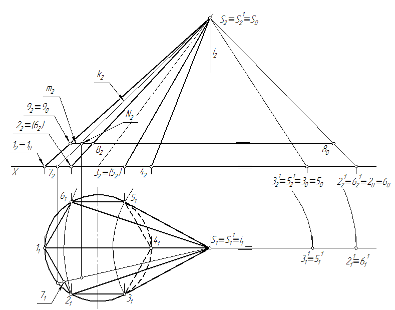 Развертка конической поверхности общего вида - student2.ru