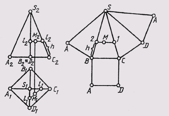 Развертки пирамидальных и конических поверхностей - student2.ru