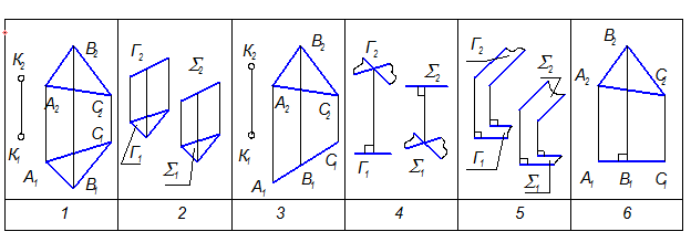 Решение позиционных задач с помощью преобразования комплексного чертежа - student2.ru