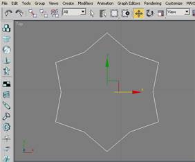 В командной панели на вкладке Create в разделе Shapes выбрать сплайн Line - student2.ru