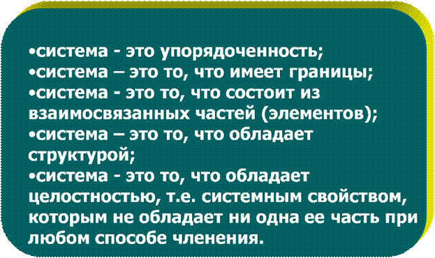 Определение термина СИСТЕМА через признаки - student2.ru