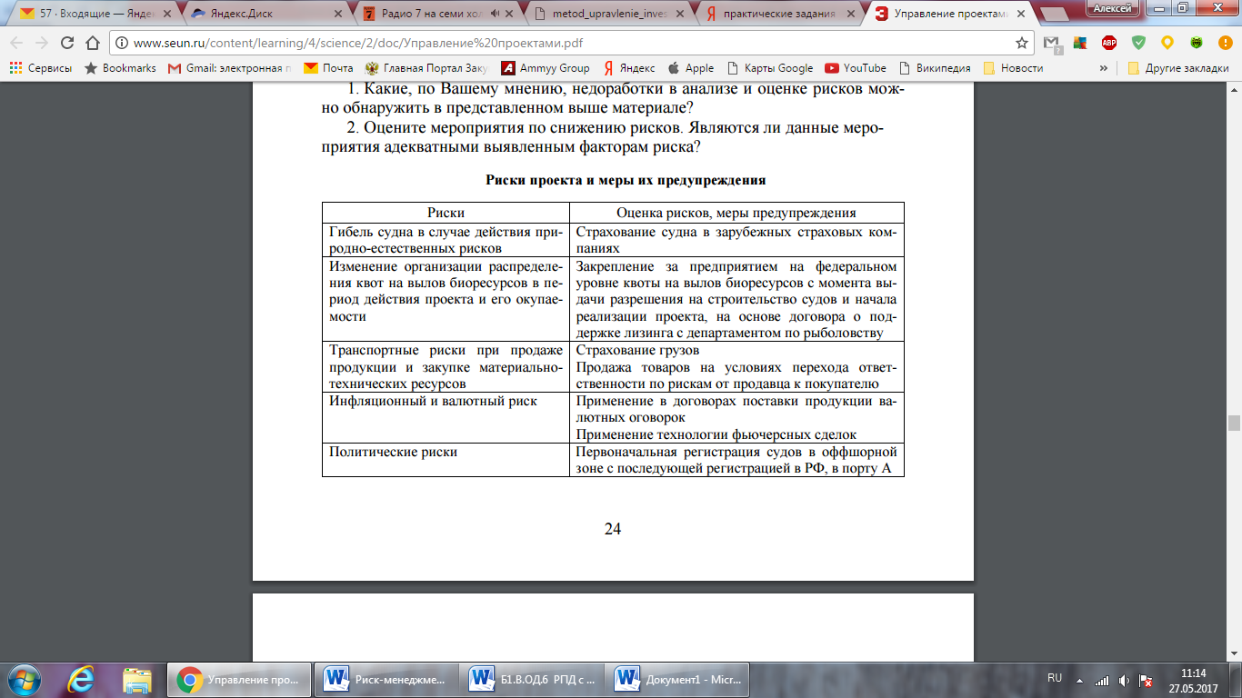 Тема 5. Мероприятия по снижению рисков инвестиционных проектов - student2.ru