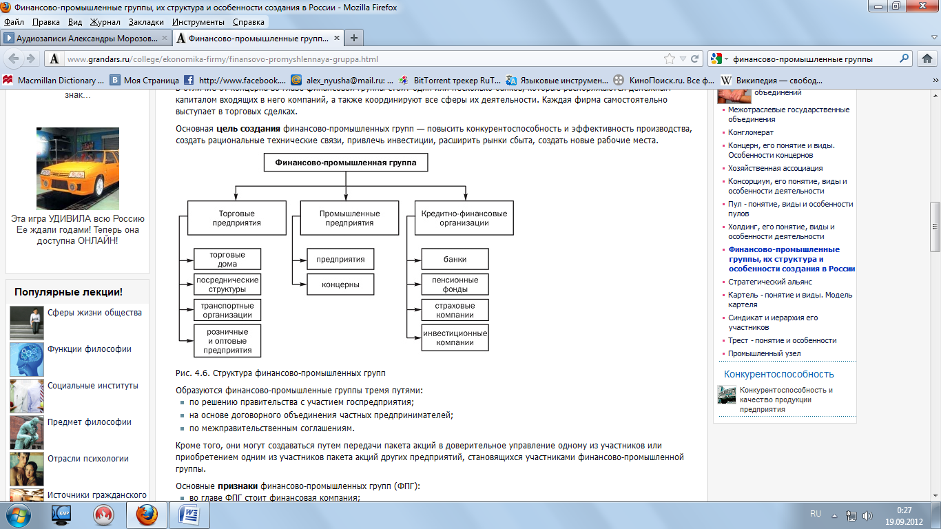 Финансово-промышленные группы - student2.ru