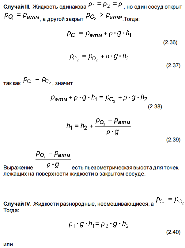 Геометрическая интерпретация основного уравнения гидростатики. Приборы для измерения давления - student2.ru