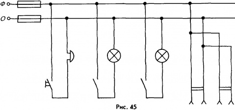 Параллельное соединение проводников. При параллельном соединении все проводники (резисторы, лампы и т.д.) подключаются к одной и той же паре точек А и В (рис - student2.ru