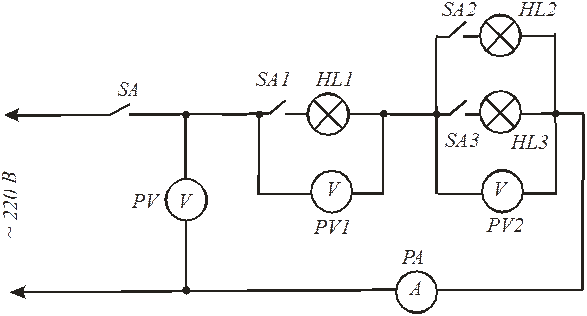 Порядок выполнения работы. I. Собрать электрическую цепь в соответствии со схемой, представленной на рис - student2.ru