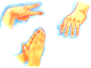 Поочередно сгибать пальцы на обеих руках , начиная с большого , на последнюю строчку – показать ладошки . - student2.ru